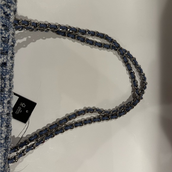 Karl Lagerfeld Blue and White Tweed Shoulder Bag - Picture 7 of 11